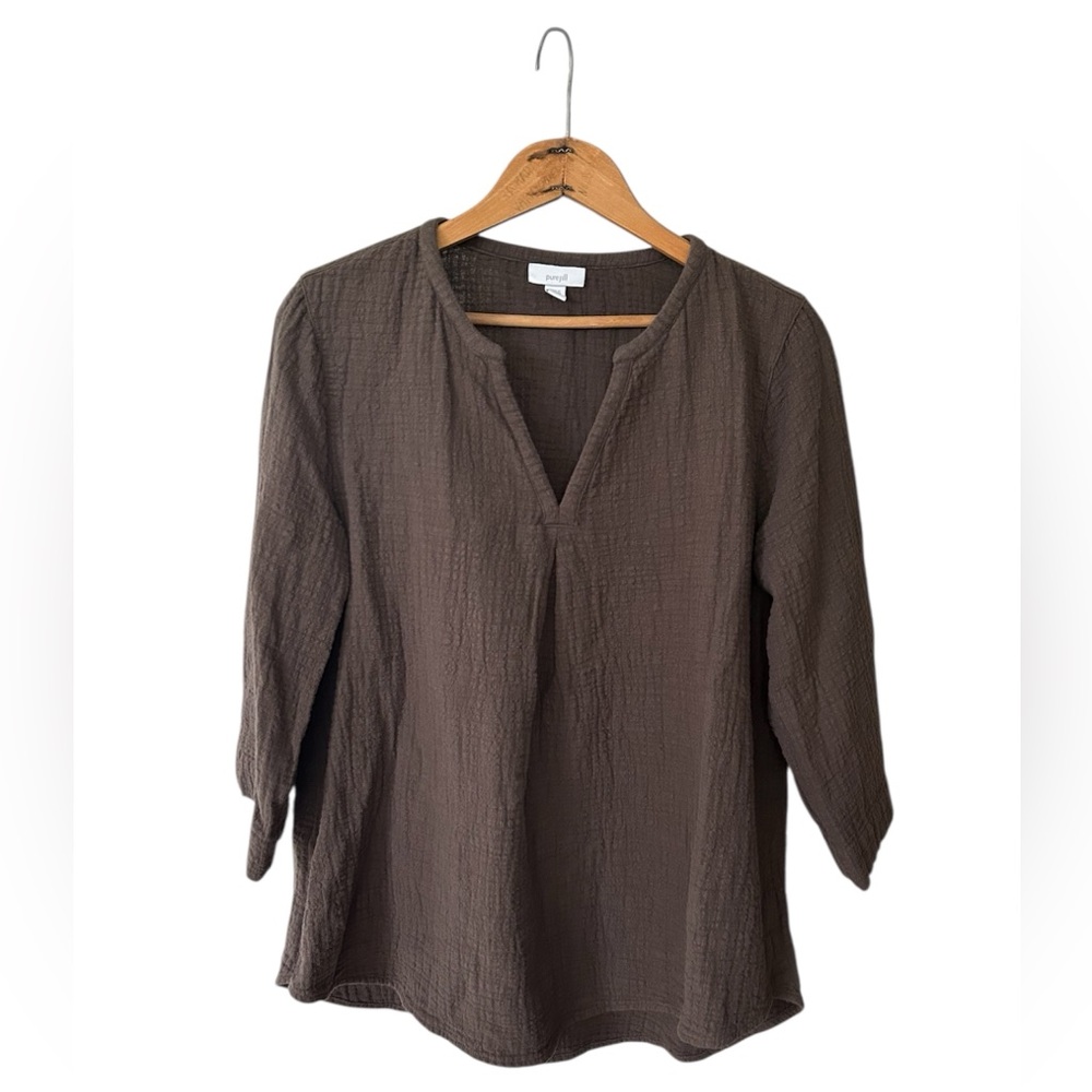 J. Jill Brown Textured V-Neck Tunic